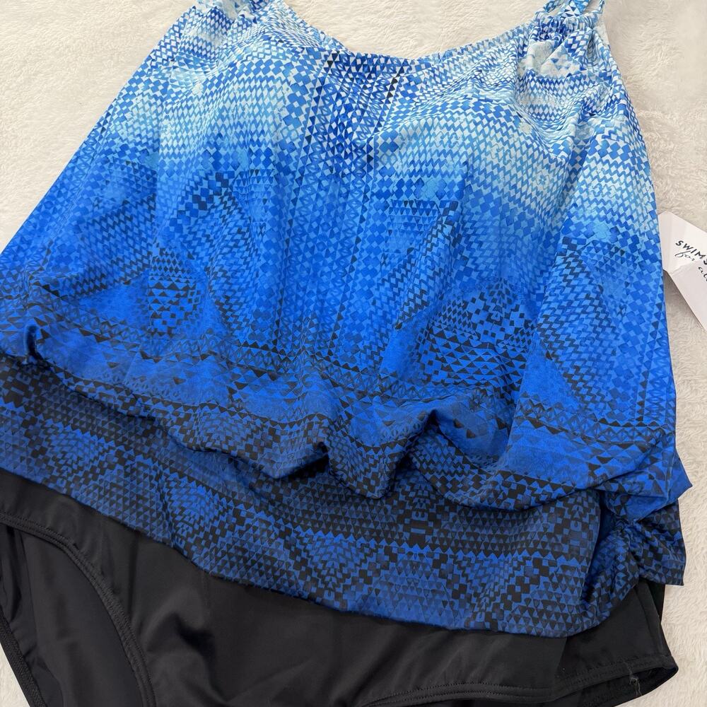 Swimsuits for All Loop Blouson One Piece Swimsuit Size 26 Blue Geometric NWT - Picture 4 of 15
